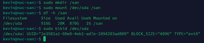 mkdir and mount commands
