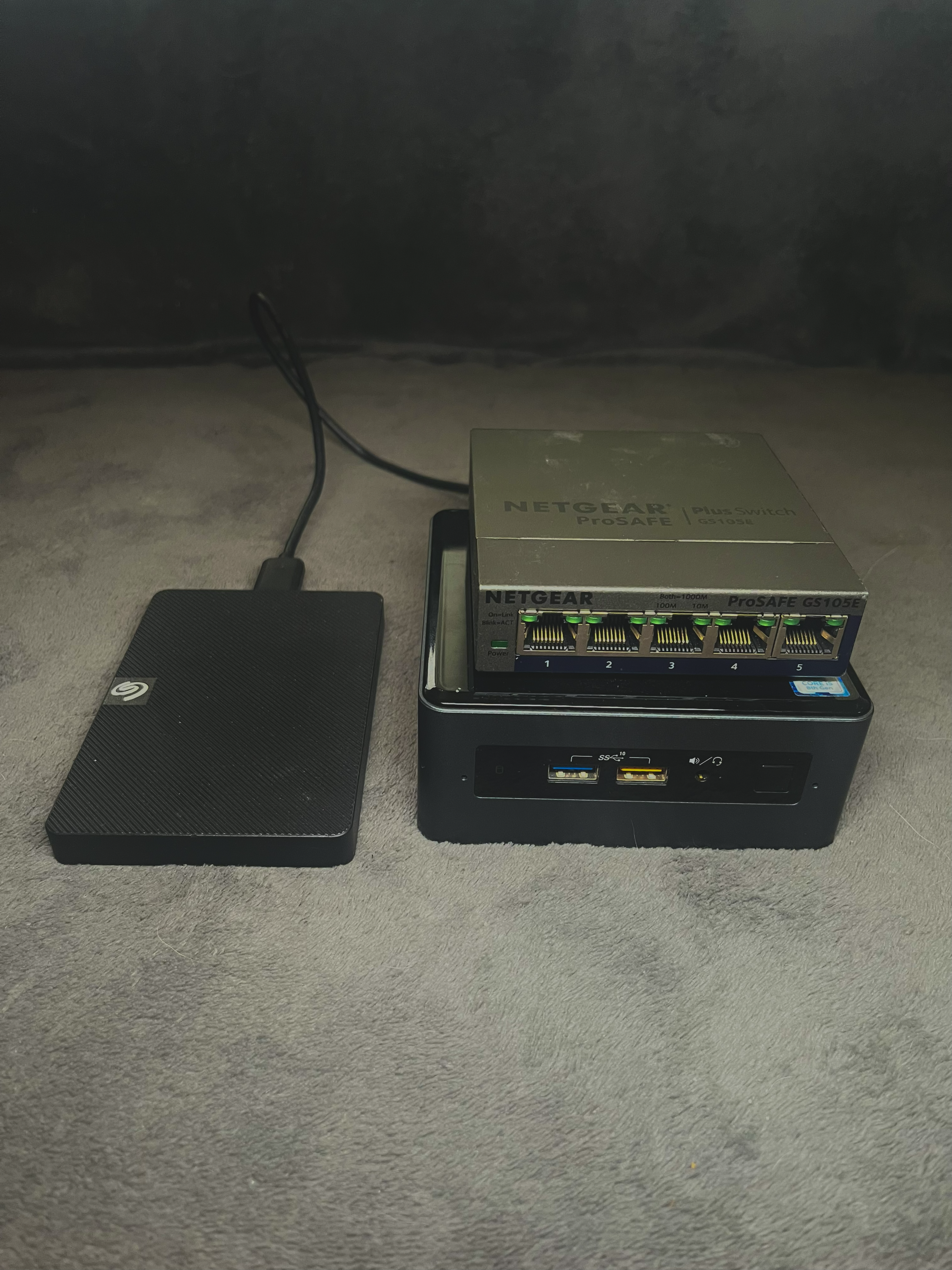 The Physical Lab Setup: NUC, Switch, HDD