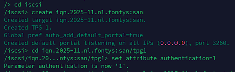 Creating IQN in targetcli